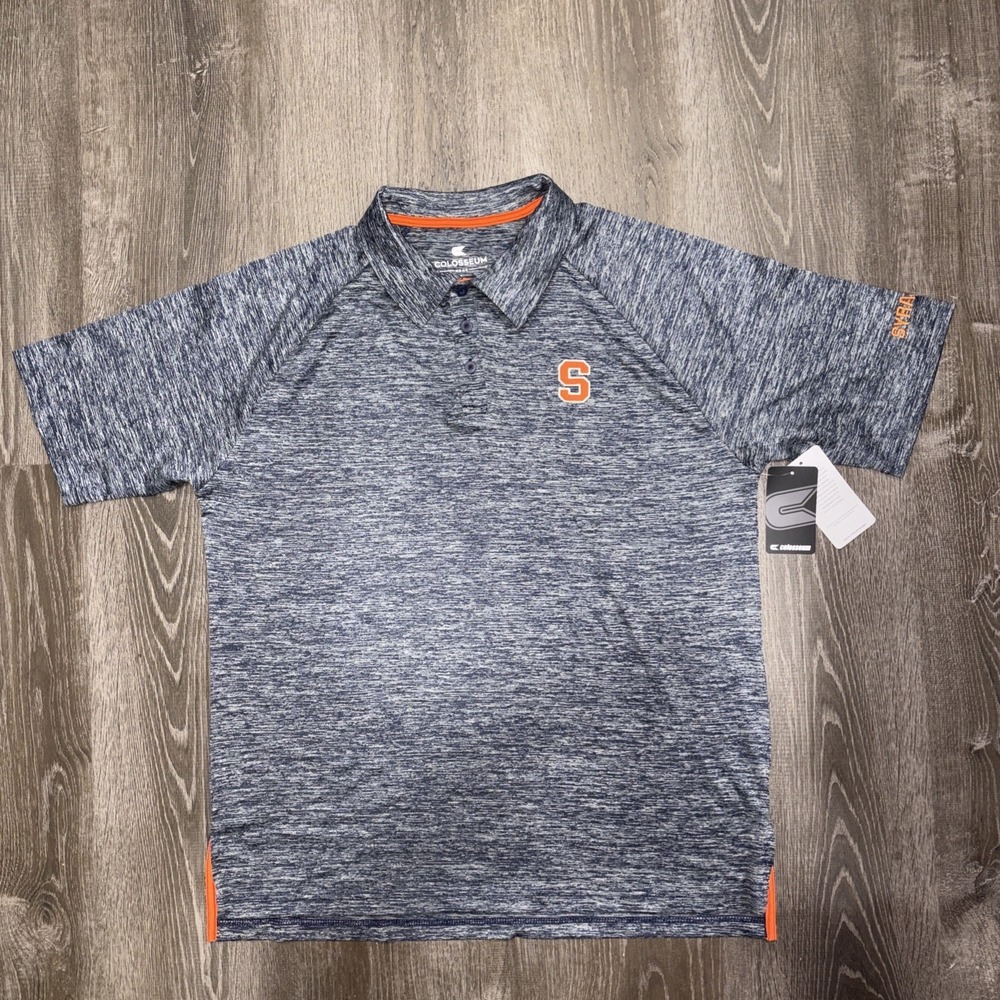 Syracuse Orange Colosseum Performance Stitched Polo Men's Large Shirt NWT Gray